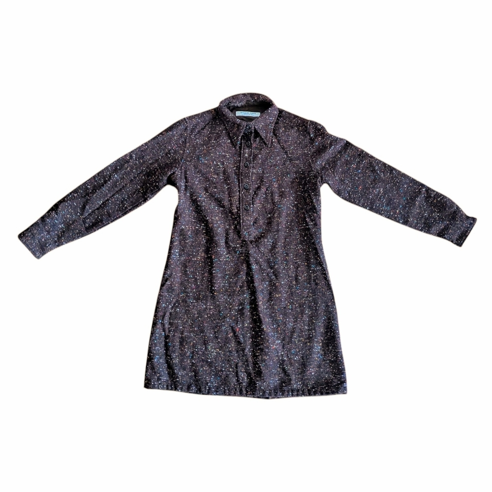 Brown Textured Mini Dress, Aline Style, Preppy Collared Dress, Size Medium